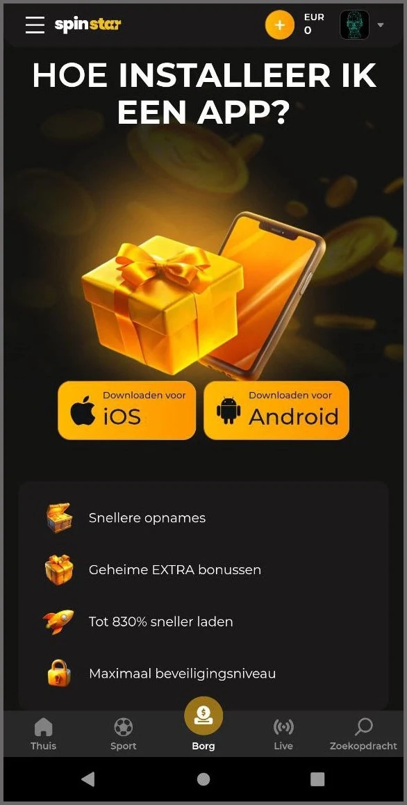 Spinstar op je telefoon: app voor iOS en Android
